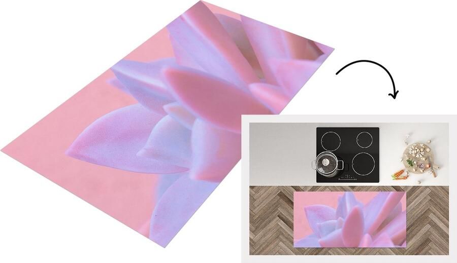 KitchenYeah Keukenloper Loper keuken Vetplant Zomer Roze Planten 120x60 cm Keukenloper vinyl