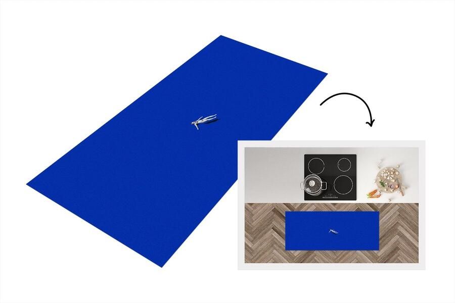 KitchenYeah Keukenloper Loper keuken Vintage Blauw Vrouw 120x50 cm Keukenloper vinyl