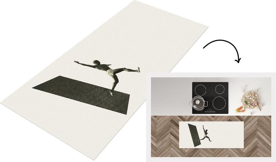 KitchenYeah Keukenloper Loper keuken Vintage Man Design 120x50 cm Keukenloper vinyl