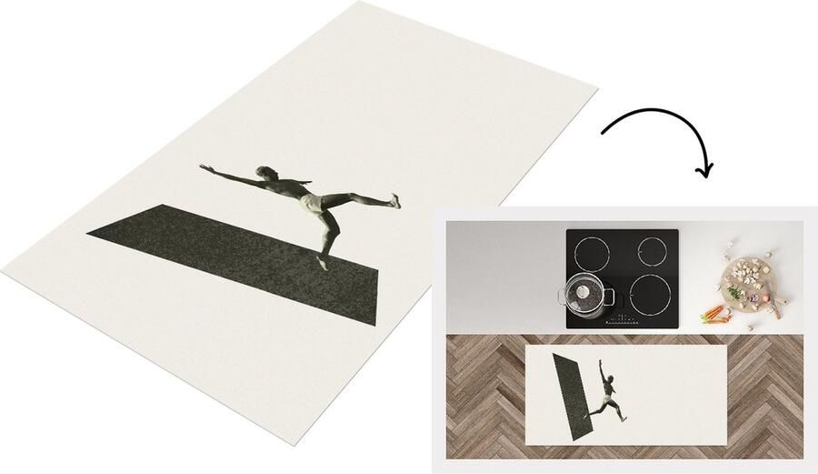 KitchenYeah Keukenloper Loper keuken Vintage Man Design 120x60 cm Keukenloper vinyl