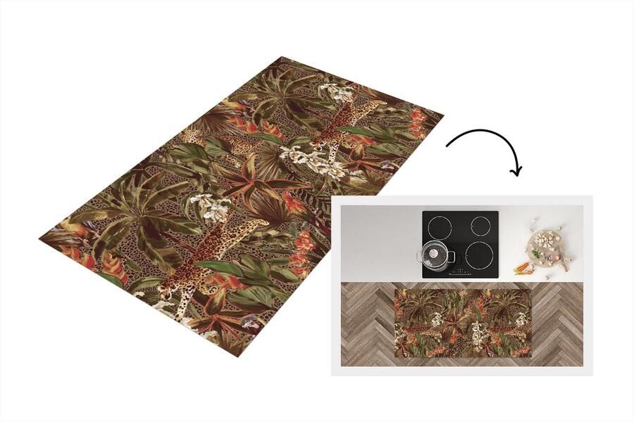KitchenYeah Keukenloper Loper keuken Vintage Natuur Jungle Patronen 120x60 cm Keukenloper vinyl