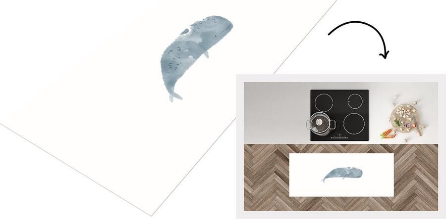 KitchenYeah Keukenloper Loper keuken Vis Dieren Grijs Aquarel 120x50 cm Keukenloper vinyl