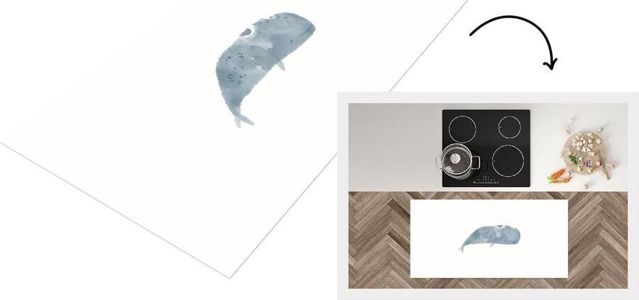 KitchenYeah Keukenloper Loper keuken Vis Dieren Grijs Aquarel 120x60 cm Keukenloper vinyl