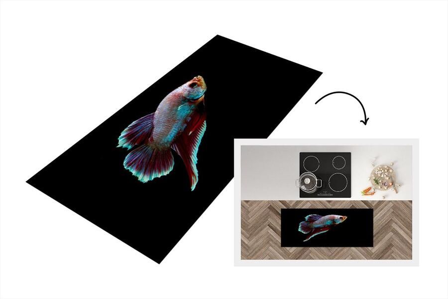 KitchenYeah Keukenloper Loper keuken Vis Dieren Licht 120x50 cm Keukenloper vinyl