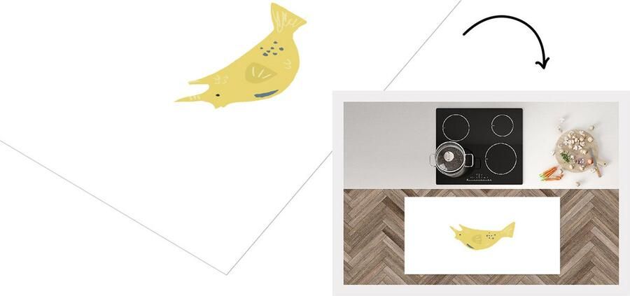 KitchenYeah Keukenloper Loper keuken Vis Geel Pastel 120x60 cm Keukenloper vinyl