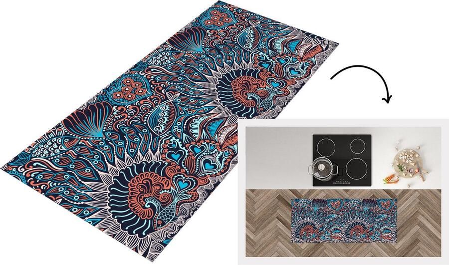 KitchenYeah Keukenloper Loper keuken Vis Koraal Onderwater Abstract Patroon 120x50 cm Keukenloper vinyl