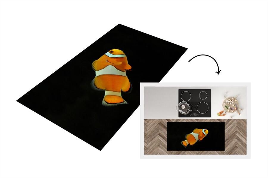 KitchenYeah Keukenloper Loper keuken Vis Lijn Zwart 120x60 cm Keukenloper vinyl