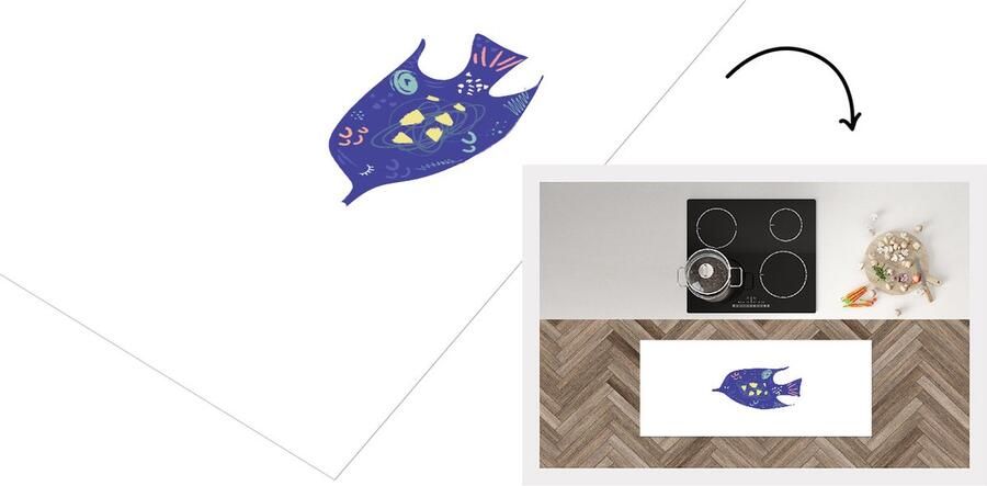 KitchenYeah Keukenloper Loper keuken Vis Pastel Paars 120x50 cm Keukenloper vinyl