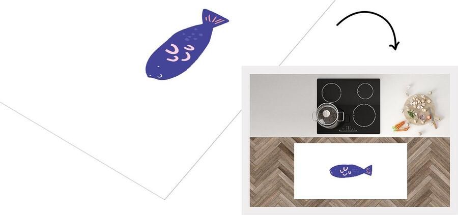 KitchenYeah Keukenloper Loper keuken Vis Pastel Paars 120x60 cm Keukenloper vinyl