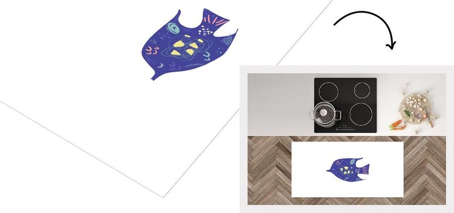 KitchenYeah Keukenloper Loper keuken Vis Pastel Paars 120x60 cm Keukenloper vinyl