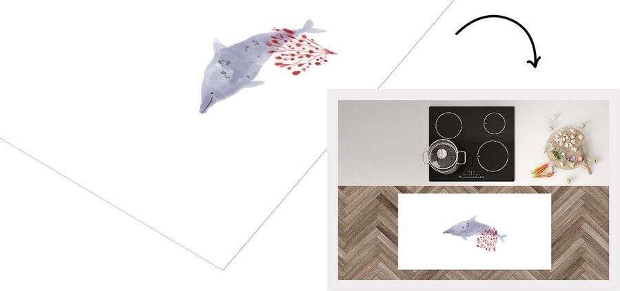 KitchenYeah Keukenloper Loper keuken Vis Planten Aquarel 120x60 cm Keukenloper vinyl