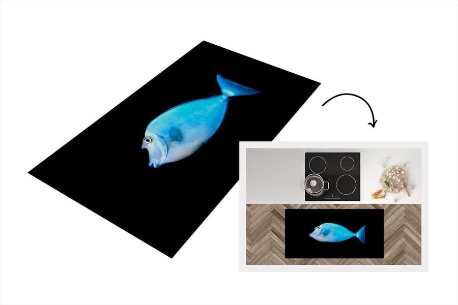 KitchenYeah Keukenloper Loper keuken Vis Zeedieren Zwart 120x60 cm Keukenloper vinyl