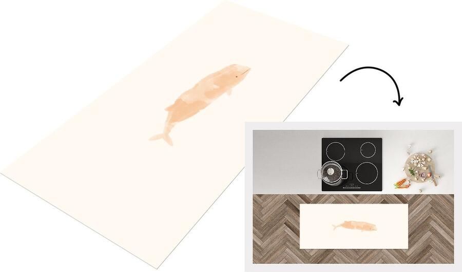 KitchenYeah Keukenloper Loper keuken Vissen Zee Waterverf Pastel 120x50 cm Keukenloper vinyl