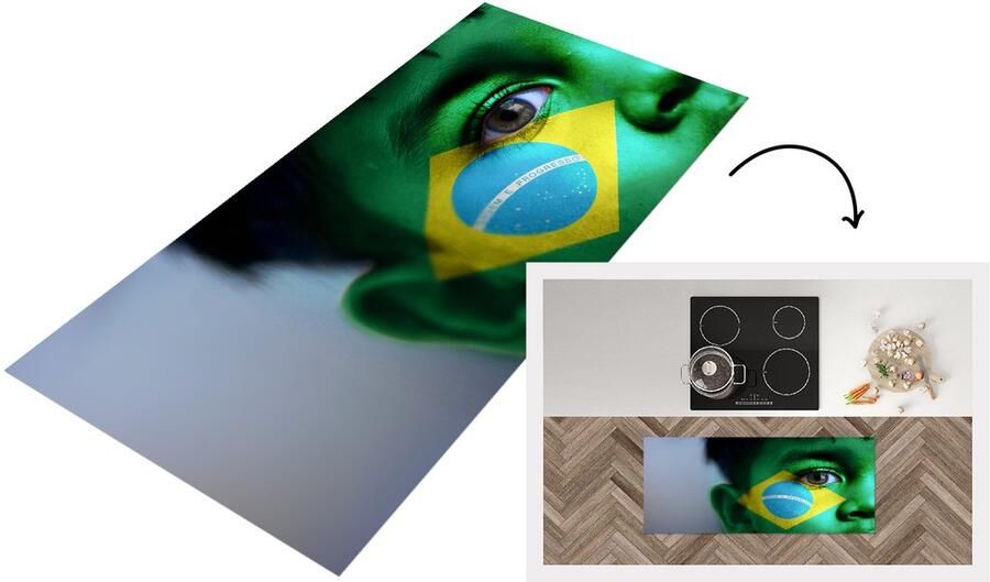 KitchenYeah Keukenloper Loper keuken Vlag van Brazilië 120x50 cm Keukenloper vinyl