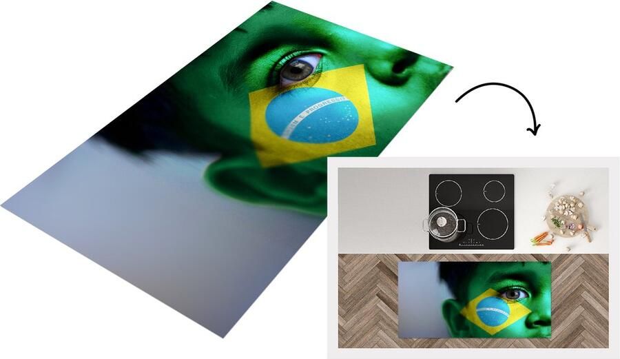 KitchenYeah Keukenloper Loper keuken Vlag van Brazilië 120x60 cm Keukenloper vinyl