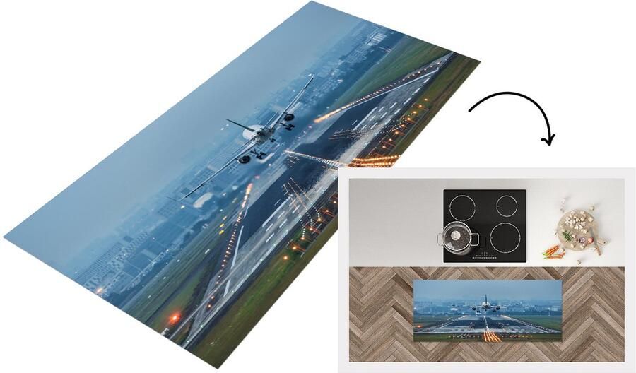 KitchenYeah Keukenloper Loper keuken Vliegtuig landt in China 120x50 cm Keukenloper vinyl