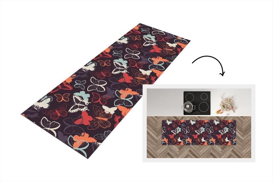 KitchenYeah Keukenloper Loper keuken Vlinders Patronen Abstract 150x50 cm Keukenloper vinyl