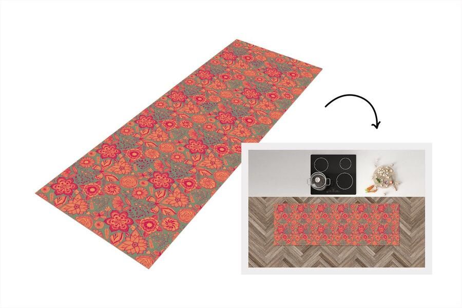 KitchenYeah Keukenloper Loper keuken Vlinders Patronen Lente Bohemian 150x50 cm Keukenloper vinyl