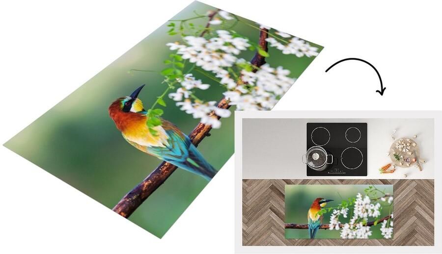 KitchenYeah Keukenloper Loper keuken Vogel Bijeneter Bloemen 120x60 cm Keukenloper vinyl