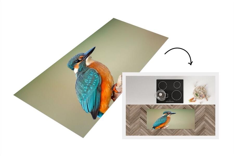 KitchenYeah Keukenloper Loper keuken Vogel IJsvogel Tak 120x50 cm Keukenloper vinyl