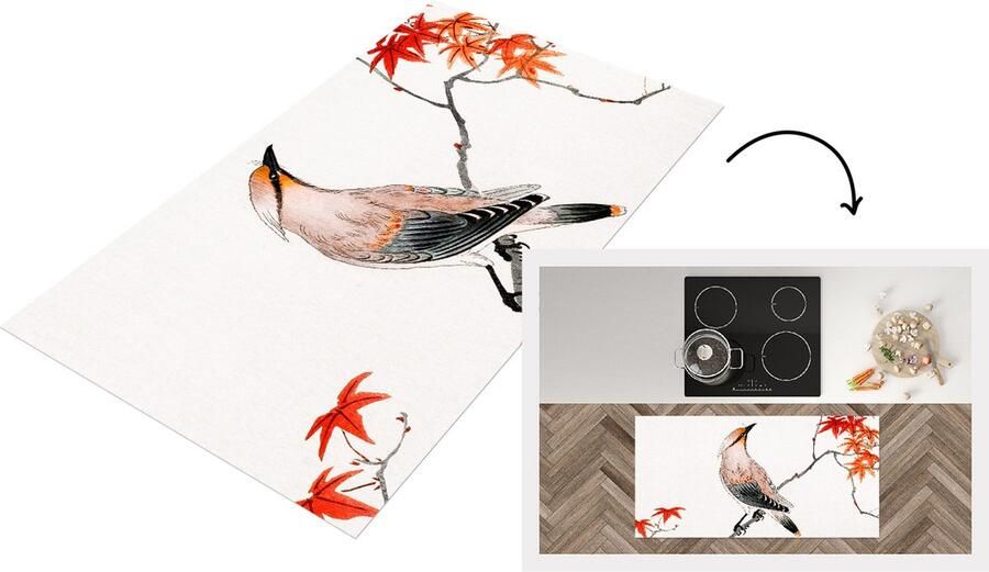 KitchenYeah Keukenloper Loper keuken Vogel Japanse esdoorn Vintage 120x60 cm Keukenloper vinyl