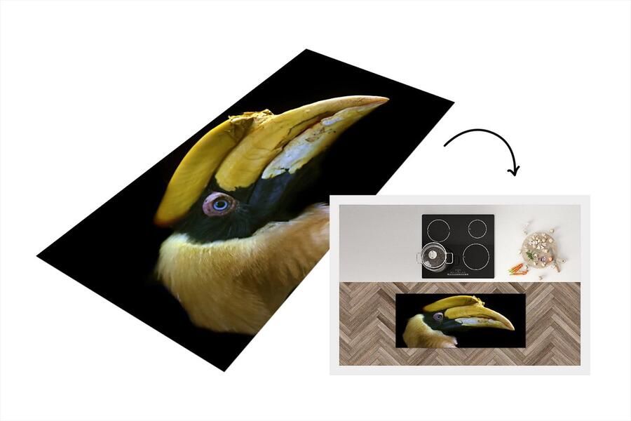 KitchenYeah Keukenloper Loper keuken Vogel Snavel Zwart 120x50 cm Keukenloper vinyl