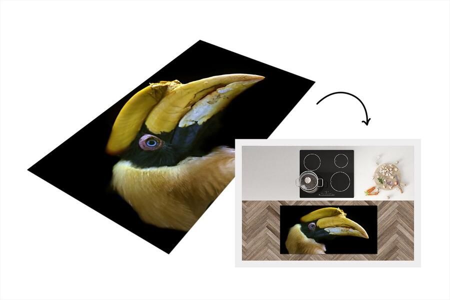 KitchenYeah Keukenloper Loper keuken Vogel Snavel Zwart 120x60 cm Keukenloper vinyl