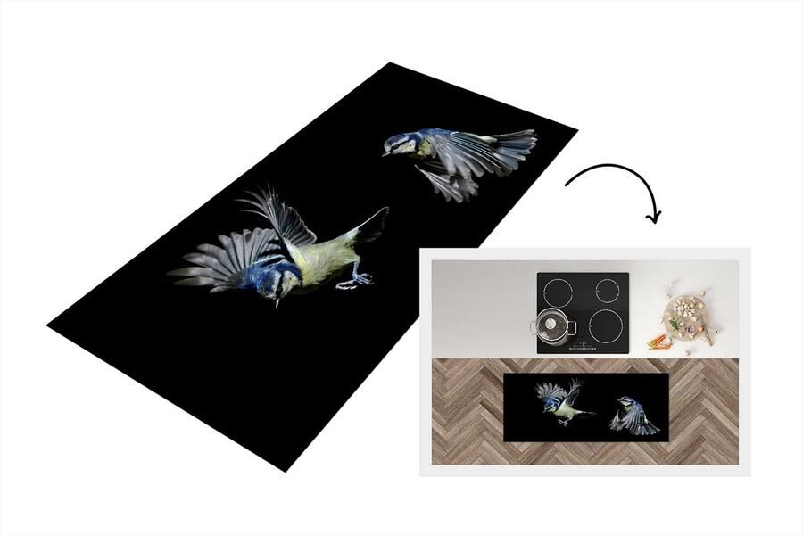 KitchenYeah Keukenloper Loper keuken Vogel Veren Portret 120x50 cm Keukenloper vinyl