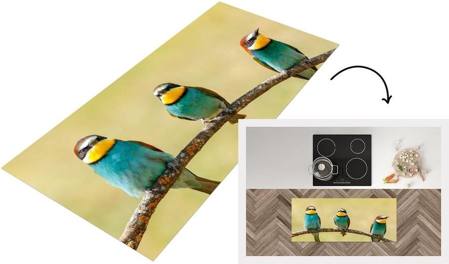 KitchenYeah Keukenloper Loper keuken Vogels Dieren Bijeneter 120x50 cm Keukenloper vinyl