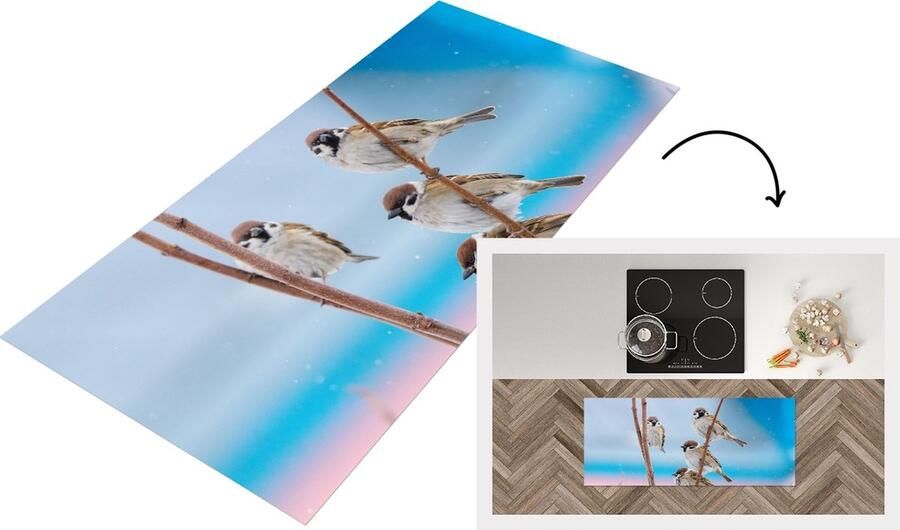 KitchenYeah Keukenloper Loper keuken Vogels Mus Dieren Takken 120x50 cm Keukenloper vinyl