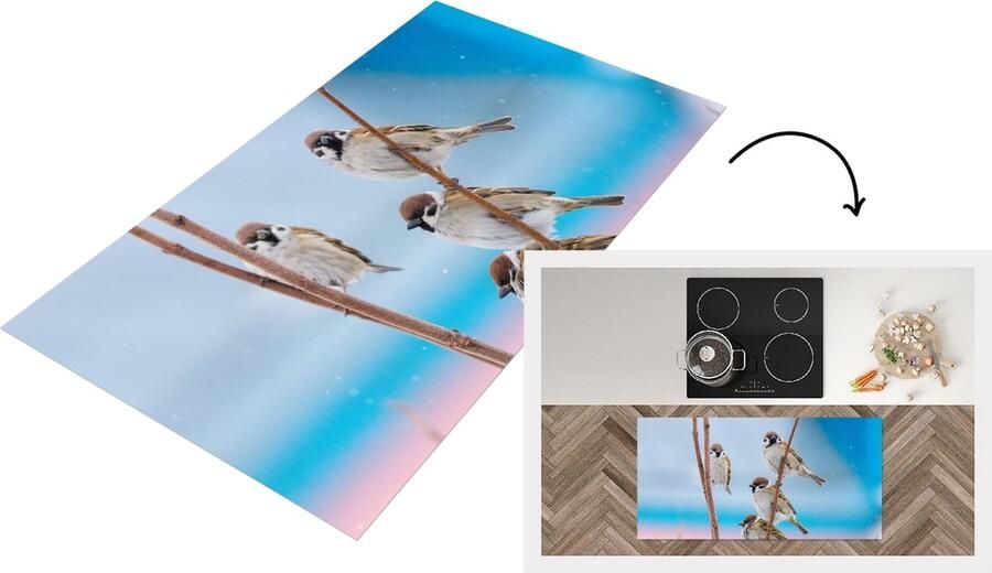 KitchenYeah Keukenloper Loper keuken Vogels Mus Dieren Takken 120x60 cm Keukenloper vinyl