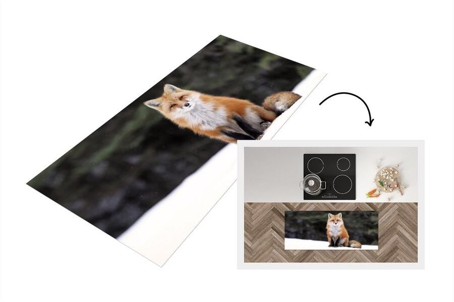 KitchenYeah Keukenloper Loper keuken Vos Sneeuw Rood 120x50 cm Keukenloper vinyl