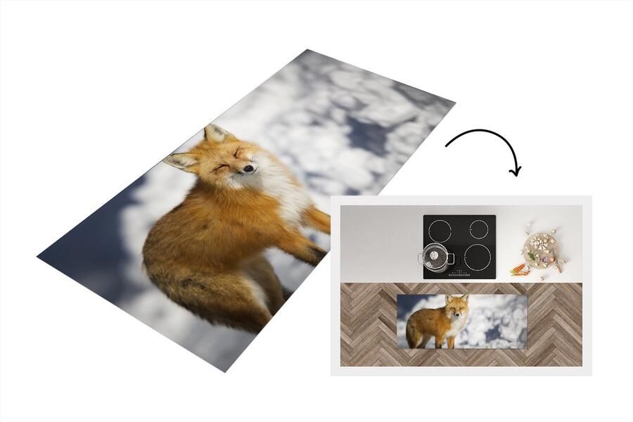 KitchenYeah Keukenloper Loper keuken Vos Sneeuw Rood 120x50 cm Keukenloper vinyl