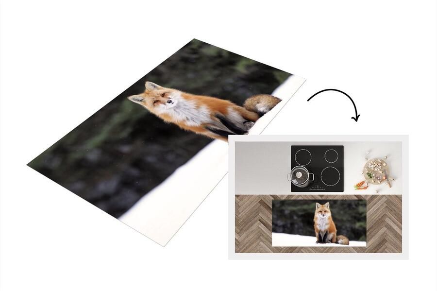 KitchenYeah Keukenloper Loper keuken Vos Sneeuw Rood 120x60 cm Keukenloper vinyl