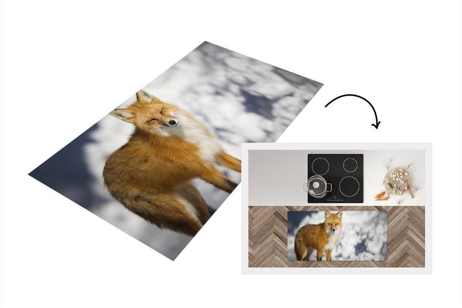 KitchenYeah Keukenloper Loper keuken Vos Sneeuw Rood 120x60 cm Keukenloper vinyl