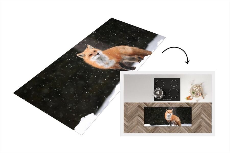 KitchenYeah Keukenloper Loper keuken Vos Sneeuw Winter 120x50 cm Keukenloper vinyl