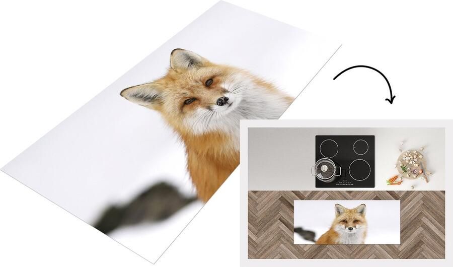 KitchenYeah Keukenloper Loper keuken Vos Sneeuw Winter 120x50 cm Keukenloper vinyl