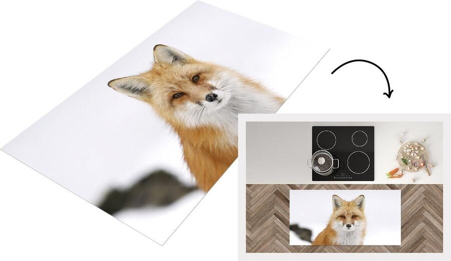 KitchenYeah Keukenloper Loper keuken Vos Sneeuw Winter 120x60 cm Keukenloper vinyl