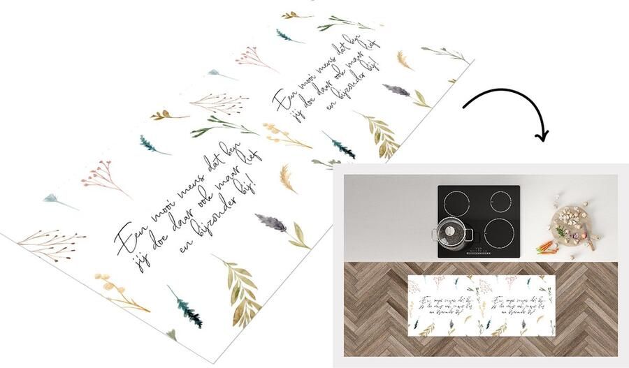 KitchenYeah Keukenloper Loper keuken Vriendschap Een mens dat ben jij Quotes Vrienden Spreuken 120x50 cm Keukenloper vinyl