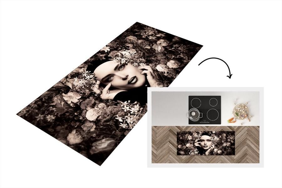 KitchenYeah Keukenloper Loper keuken Vrouw Bloemen Botanisch Natuur 120x50 cm Keukenloper vinyl