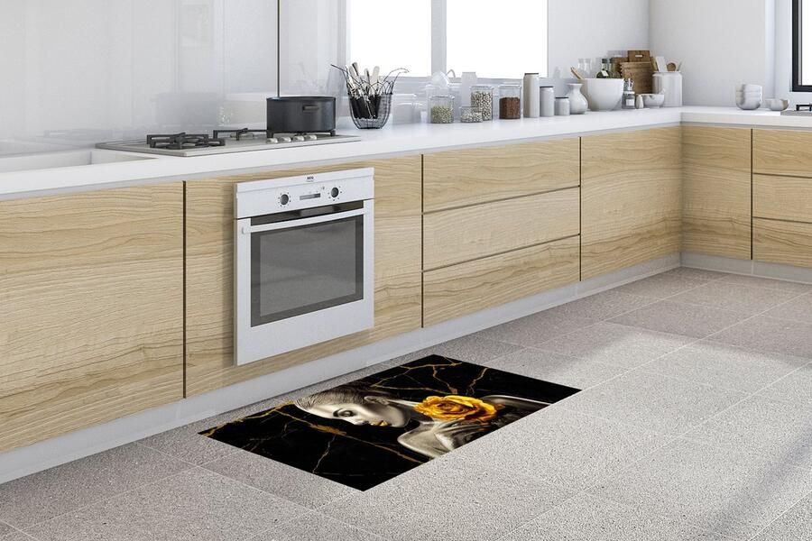 KitchenYeah Keukenloper Loper keuken Vrouwen Rozen Goud Marmer 120x50 cm Keukenloper vinyl