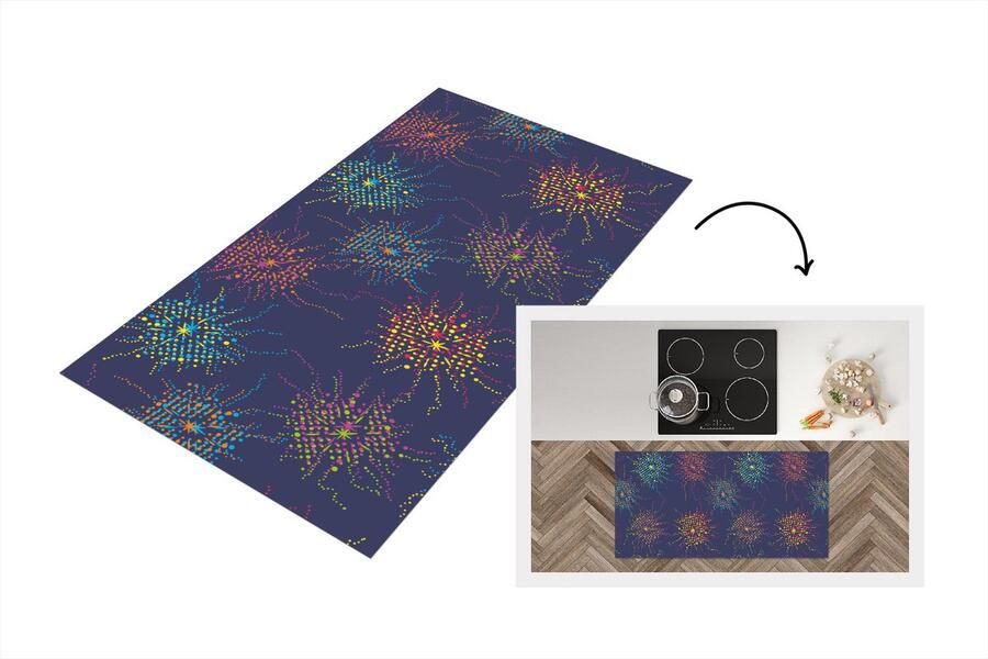 KitchenYeah Keukenloper Loper keuken Vuurwerk Digitaal Patronen 120x60 cm Keukenloper vinyl