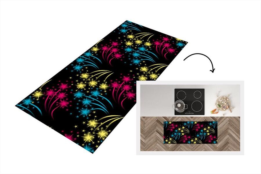 KitchenYeah Keukenloper Loper keuken Vuurwerk Patroon Oud en Nieuw 120x50 cm Keukenloper vinyl