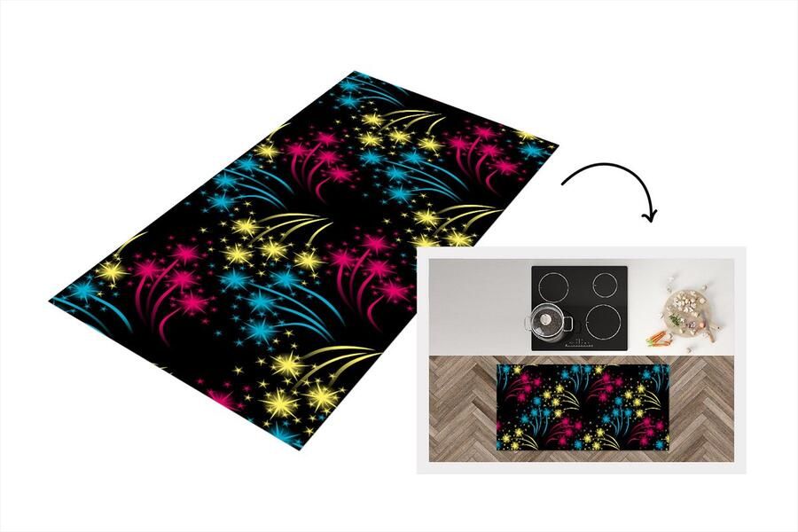 KitchenYeah Keukenloper Loper keuken Vuurwerk Patroon Oud en Nieuw 120x60 cm Keukenloper vinyl
