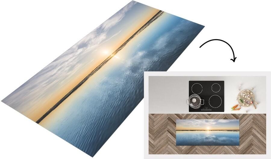 KitchenYeah Keukenloper Loper keuken Waddeneilanden Water Zon 120x50 cm Keukenloper vinyl