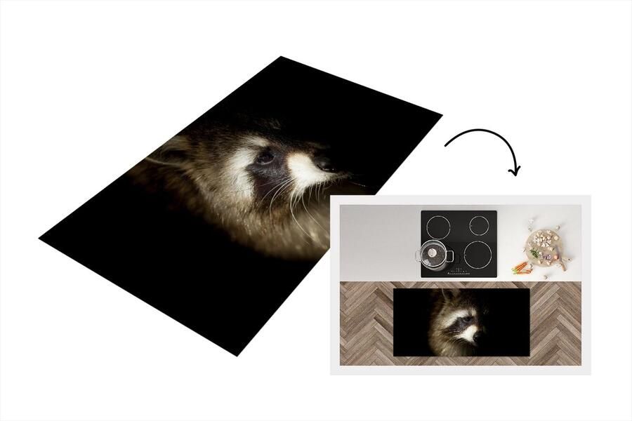 KitchenYeah Keukenloper Loper keuken Wasbeer Wilde dieren Zwart 120x60 cm Keukenloper vinyl