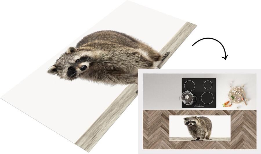 KitchenYeah Keukenloper Loper keuken Wasbeer witte achtergrond Woonkamer Slaapkamer 120x50 cm Keukenloper vinyl