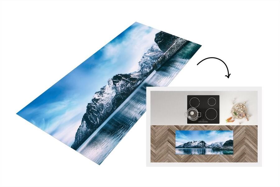 KitchenYeah Keukenloper Loper keuken Water Bergen Natuur 120x50 cm Keukenloper vinyl