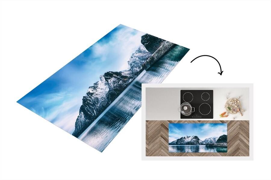 KitchenYeah Keukenloper Loper keuken Water Bergen Natuur 120x60 cm Keukenloper vinyl