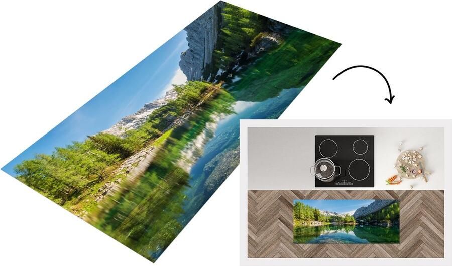 KitchenYeah Keukenloper Loper keuken Water Bergen Rotsen 120x50 cm Keukenloper vinyl